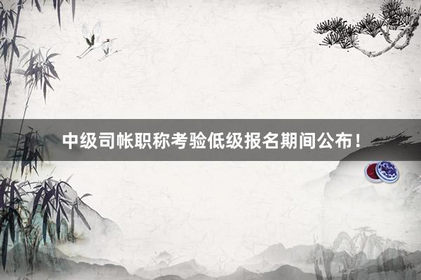 中级司帐职称考验低级报名期间公布！